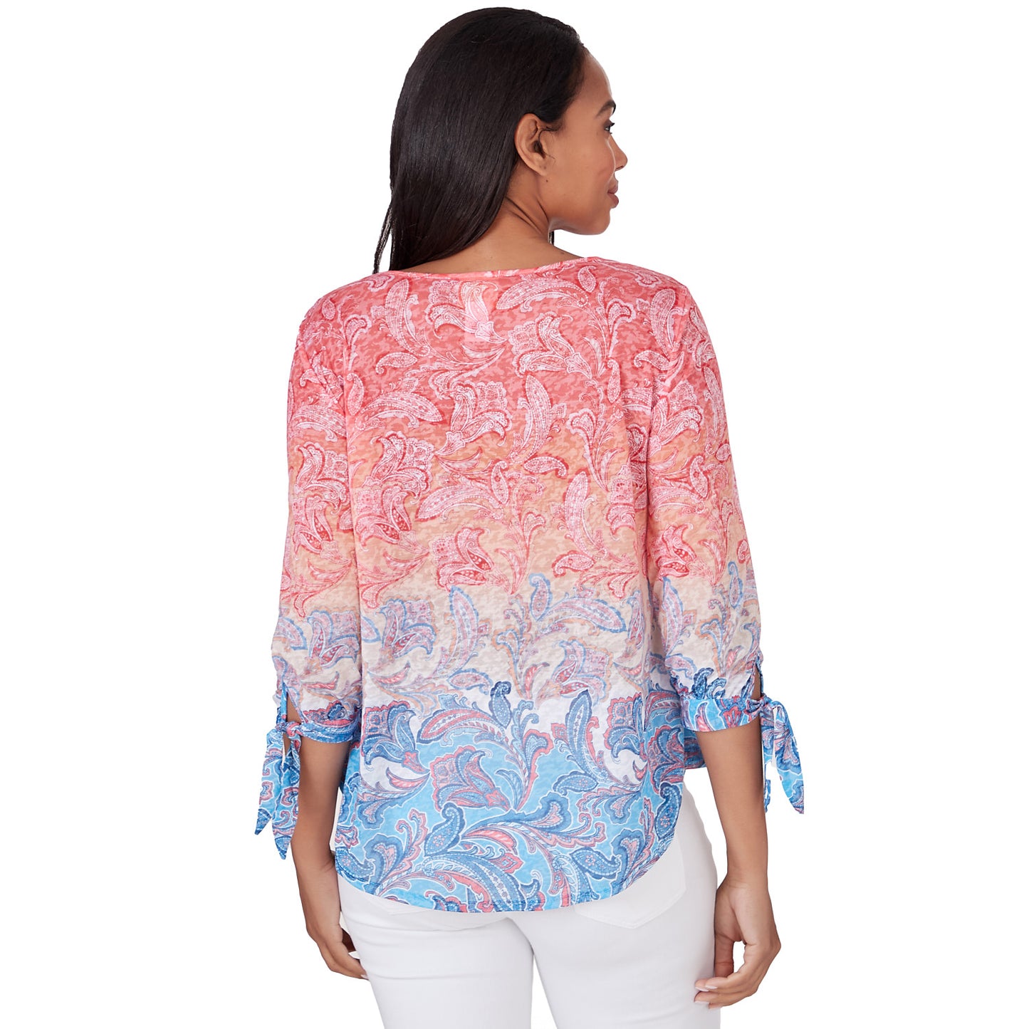 Women's Ombre Guava Paisley Printed Knit Top