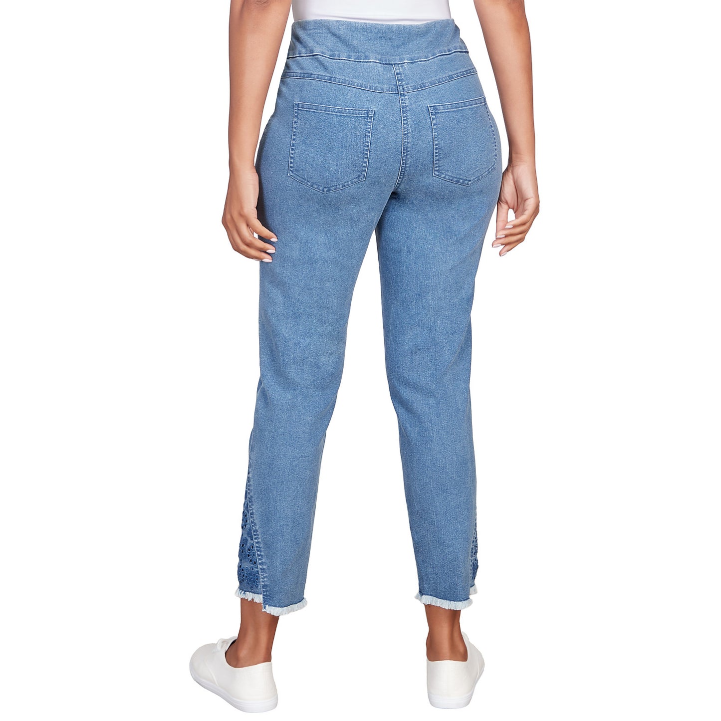 Women's Embroidered Ankle Pull On Stretch Denim Jeans