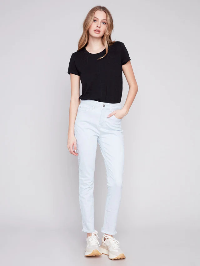 Organic Cotton Slub Knit T-Shirt - Black