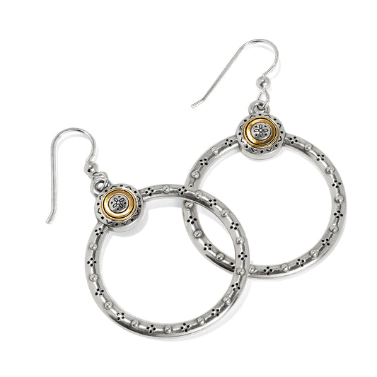 Mosaic Two Tone French Wire Hoop Earrings